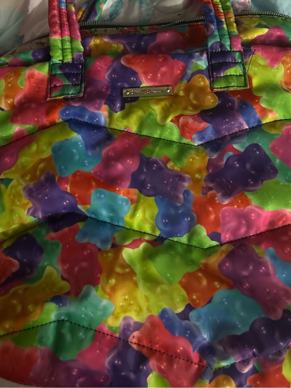 Betsey Johnson Multicolor Gummy Bear Print Quilted Tote